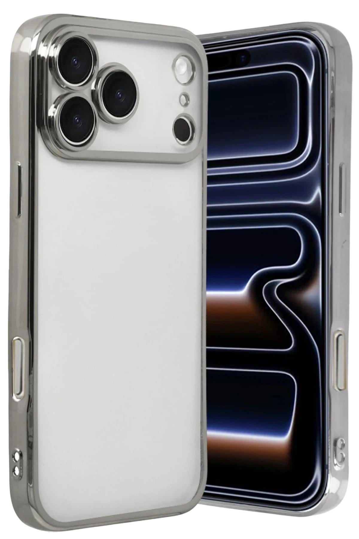 Mey İthalat®   iPhone 17 Pro Max  Lensli Silikon - Gümüş