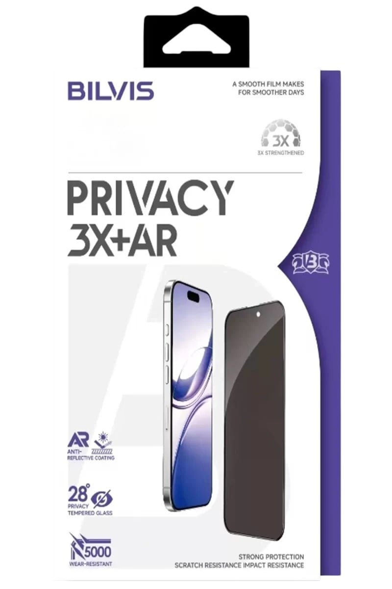 Mey İthalat®   iPhone 17 Pro Max Bilvis 3X AR Hayalet Cam Ekran Koruyucu - Siyah