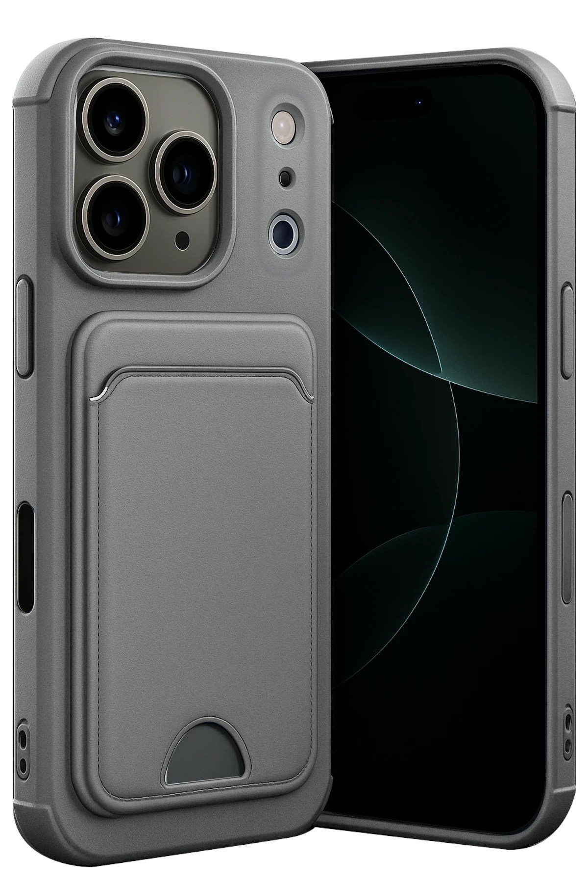 Mey İthalat®   iPhone 17 Pro Max Kelvin Kartvizitli Silikon - Gri