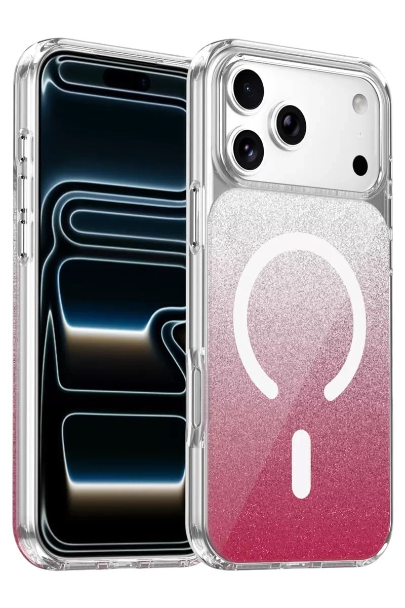 Mey İthalat®   iPhone 17 Pro Max Sora Simli Magsafe Kapak - Kırmızı