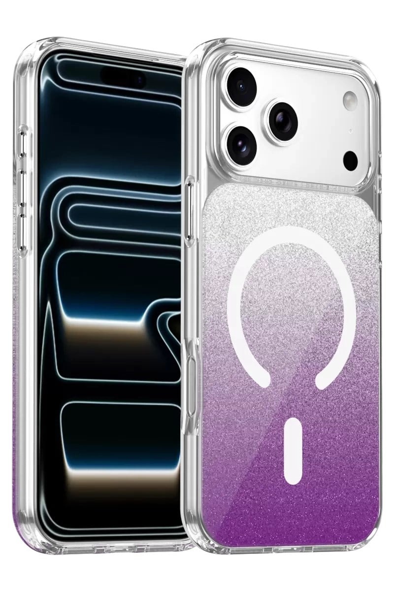 Mey İthalat®   iPhone 17 Pro Max Sora Simli Magsafe Kapak - Mor