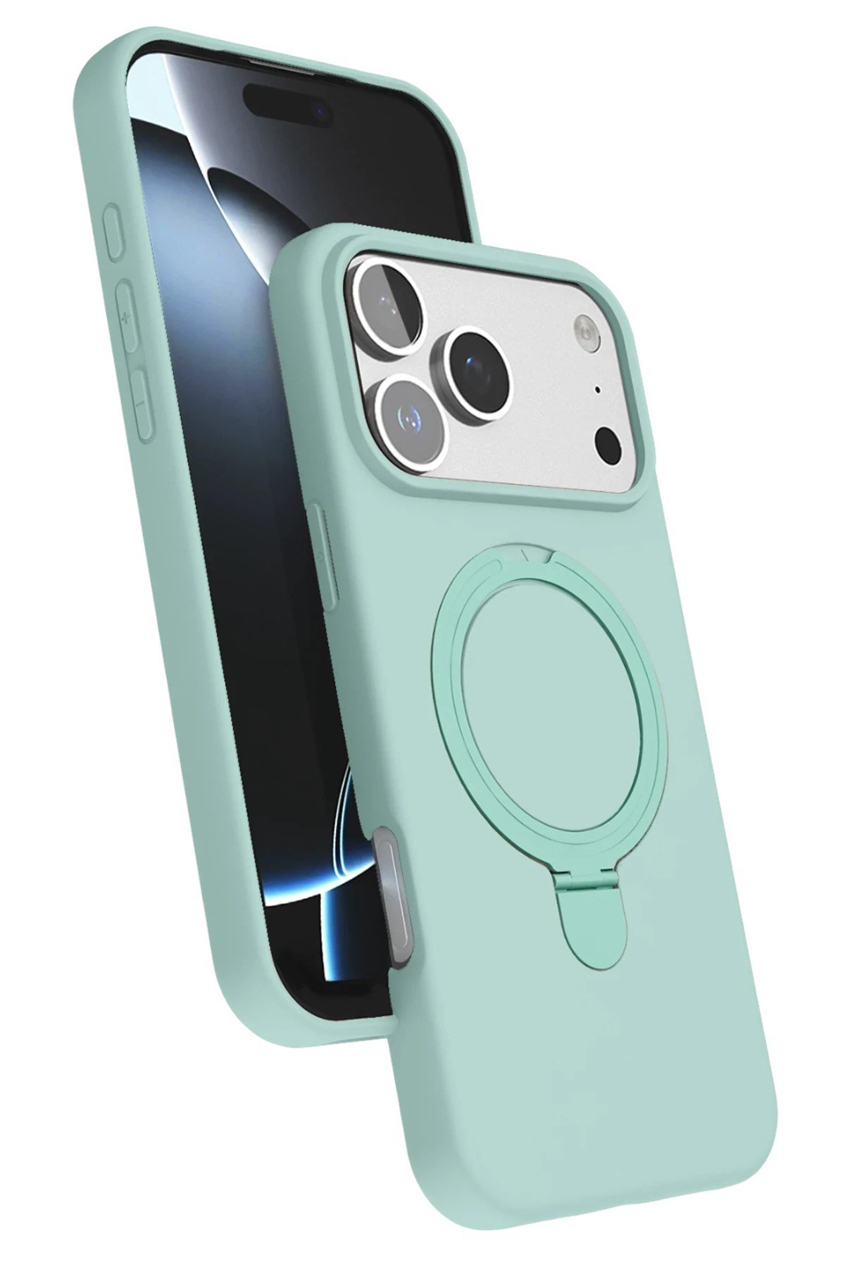 Mey İthalat®   iPhone 17 Pro Regal Magsafe Standlı Kapak - Su Yeşili