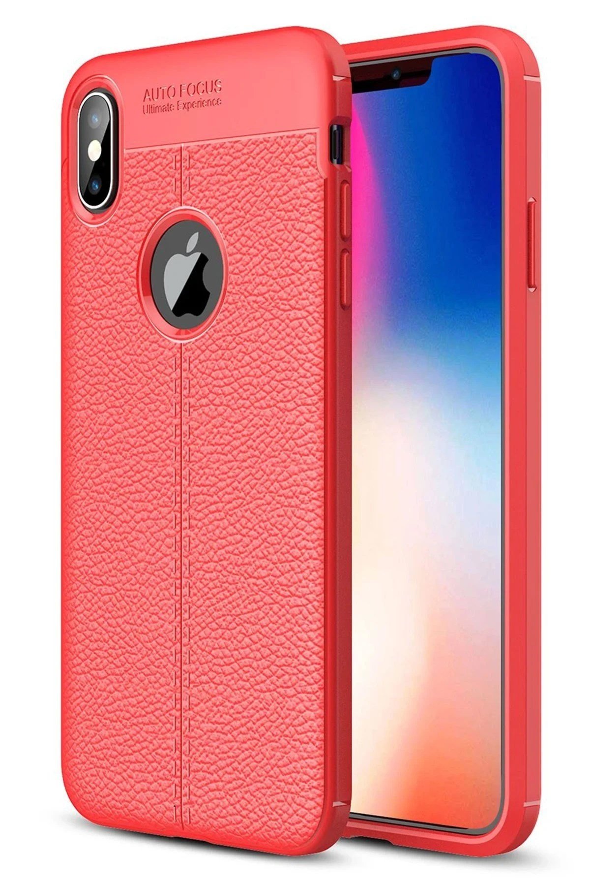 Mey İthalat®   iPhone X Kılıf Auto Focus Kapak - Kırmızı