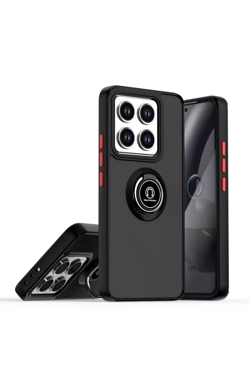Mey İthalat®   Mi 14T Pro Kılıf Montreal Yüzüklü Silikon Kapak - Siyah