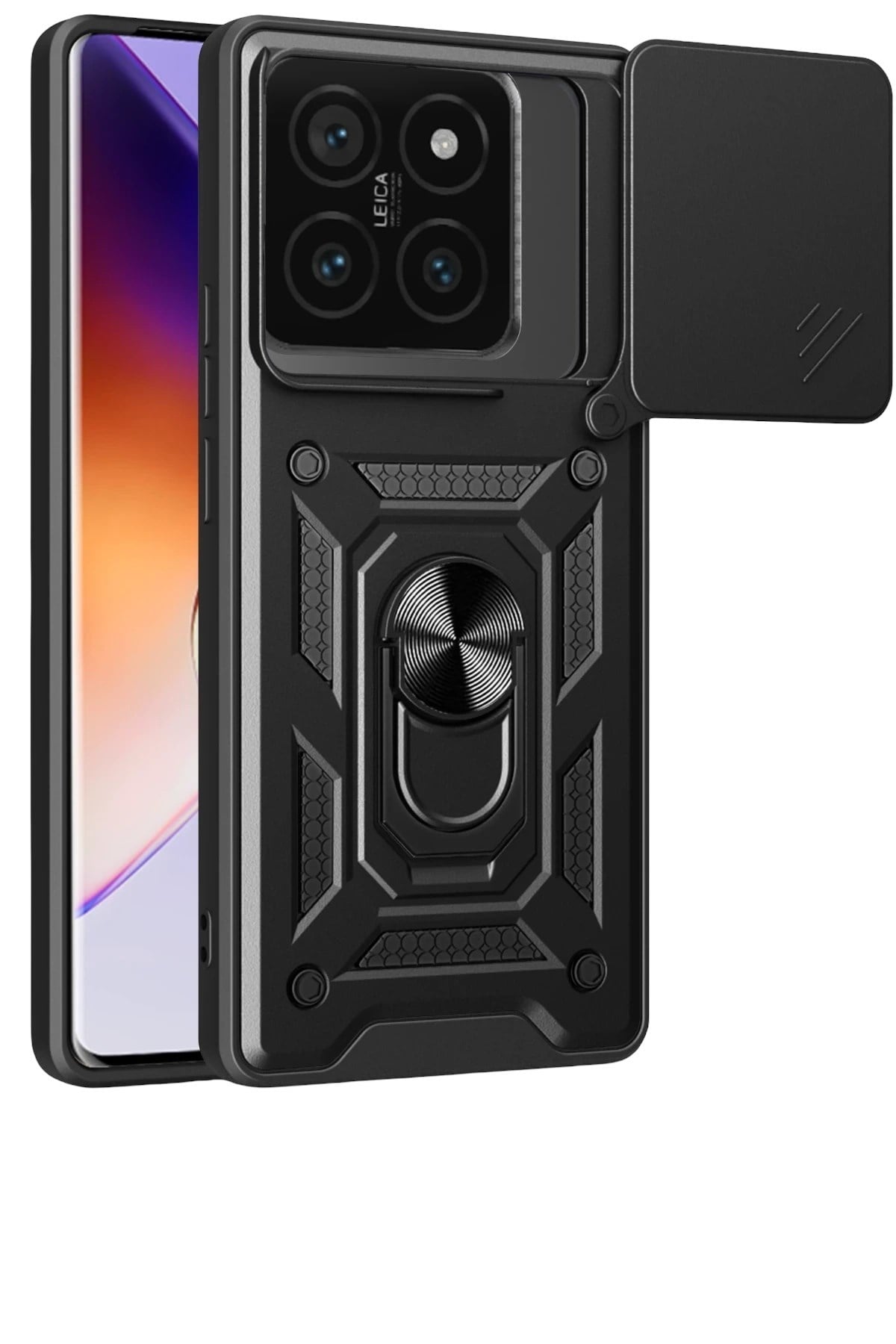 Mey İthalat®   Mi 14T Pro Kılıf Pars Lens Yüzüklü Silikon - Siyah