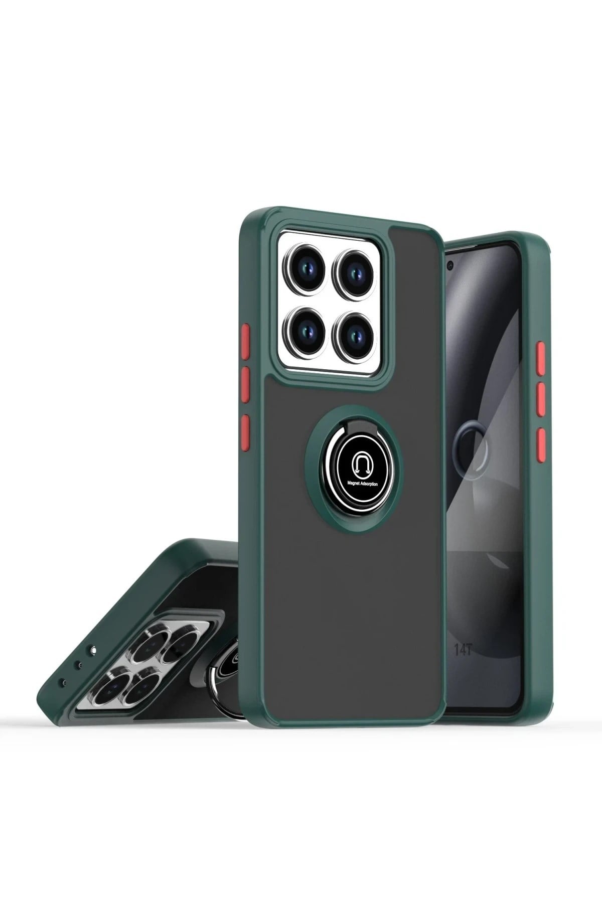 Mey İthalat®   Mi 15 Pro Kılıf Montreal Yüzüklü Silikon Kapak - Yeşil