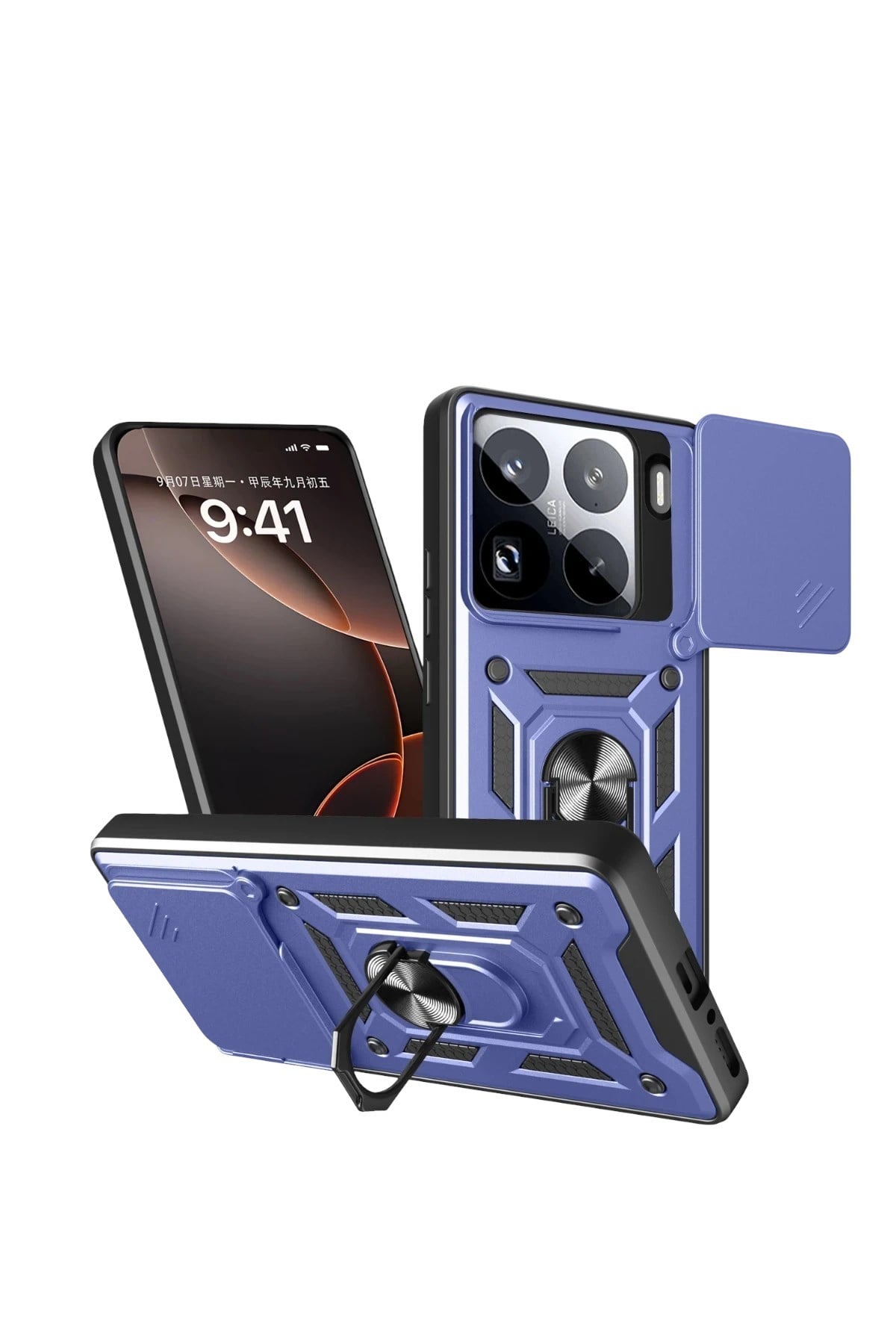 Mey İthalat®   Mi 15 Pro Kılıf Pars Lens Yüzüklü Silikon - Lacivert