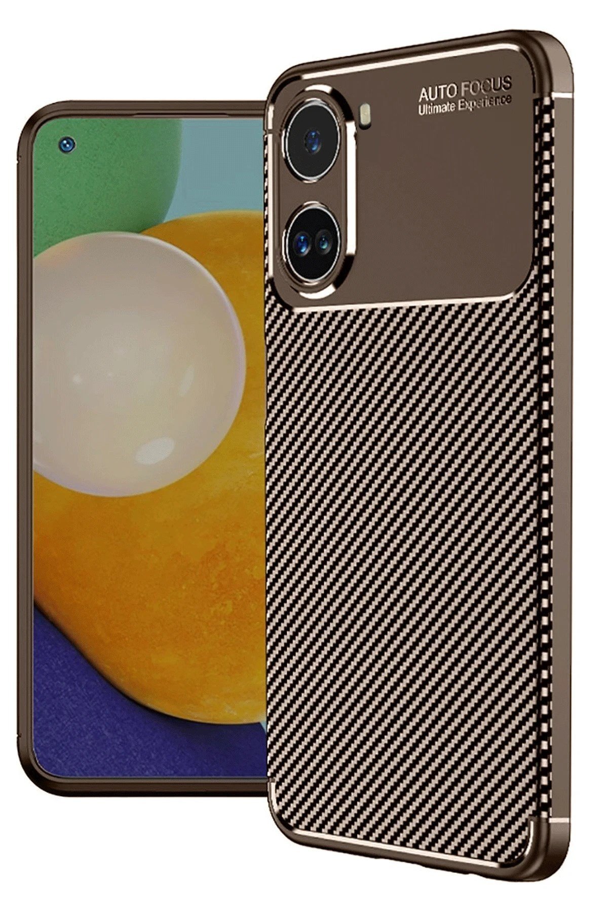 Mey İthalat®   Poco X7 Pro Kılıf Auto Focus Karbon Kapak - Kahverengi