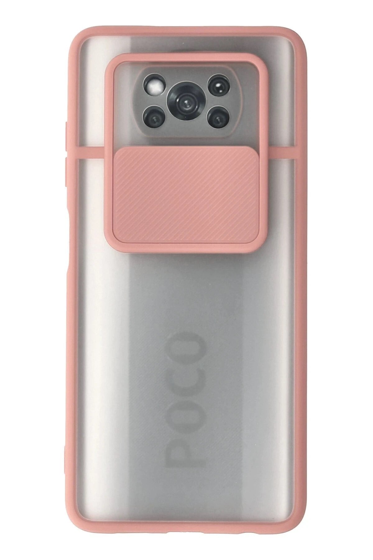 Mey İthalat®   Pocophone X3 Kılıf Palm Buzlu Kamera Sürgülü Silikon - Pembe