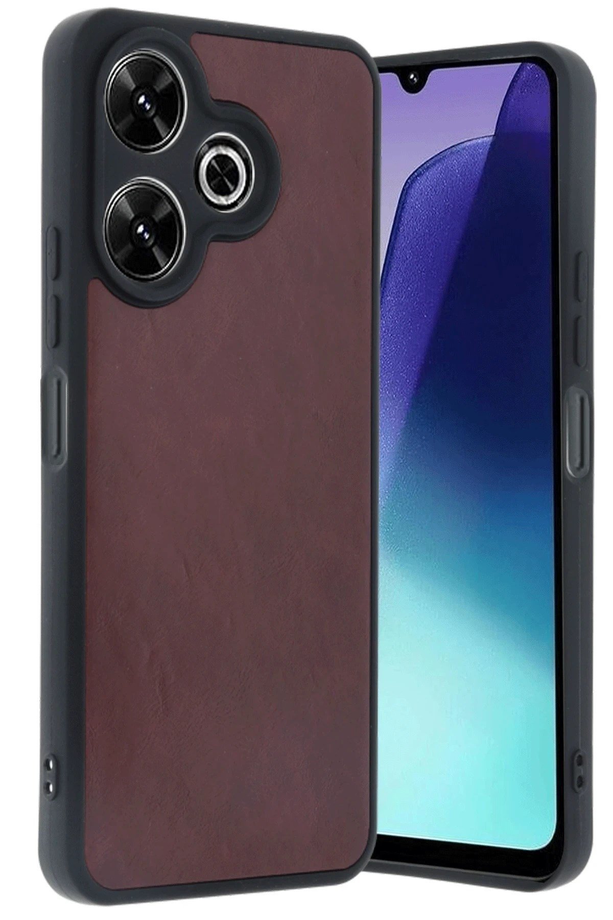 Mey İthalat®   Redmi 13 4G Kılıf Aras Deri Kapak - Bordo
