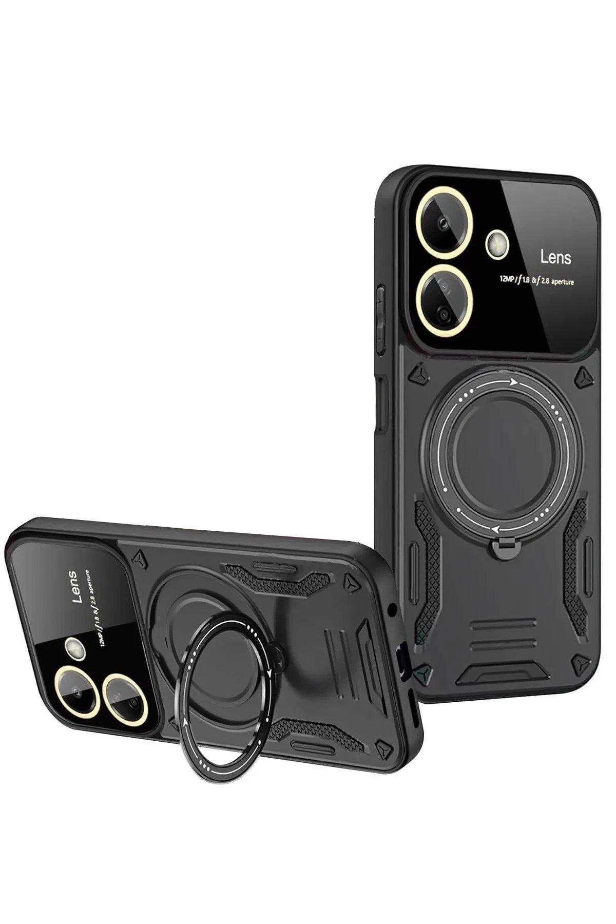 Mey İthalat®   Redmi 13C Kılıf Joy Lens Standlı Kapak - Siyah