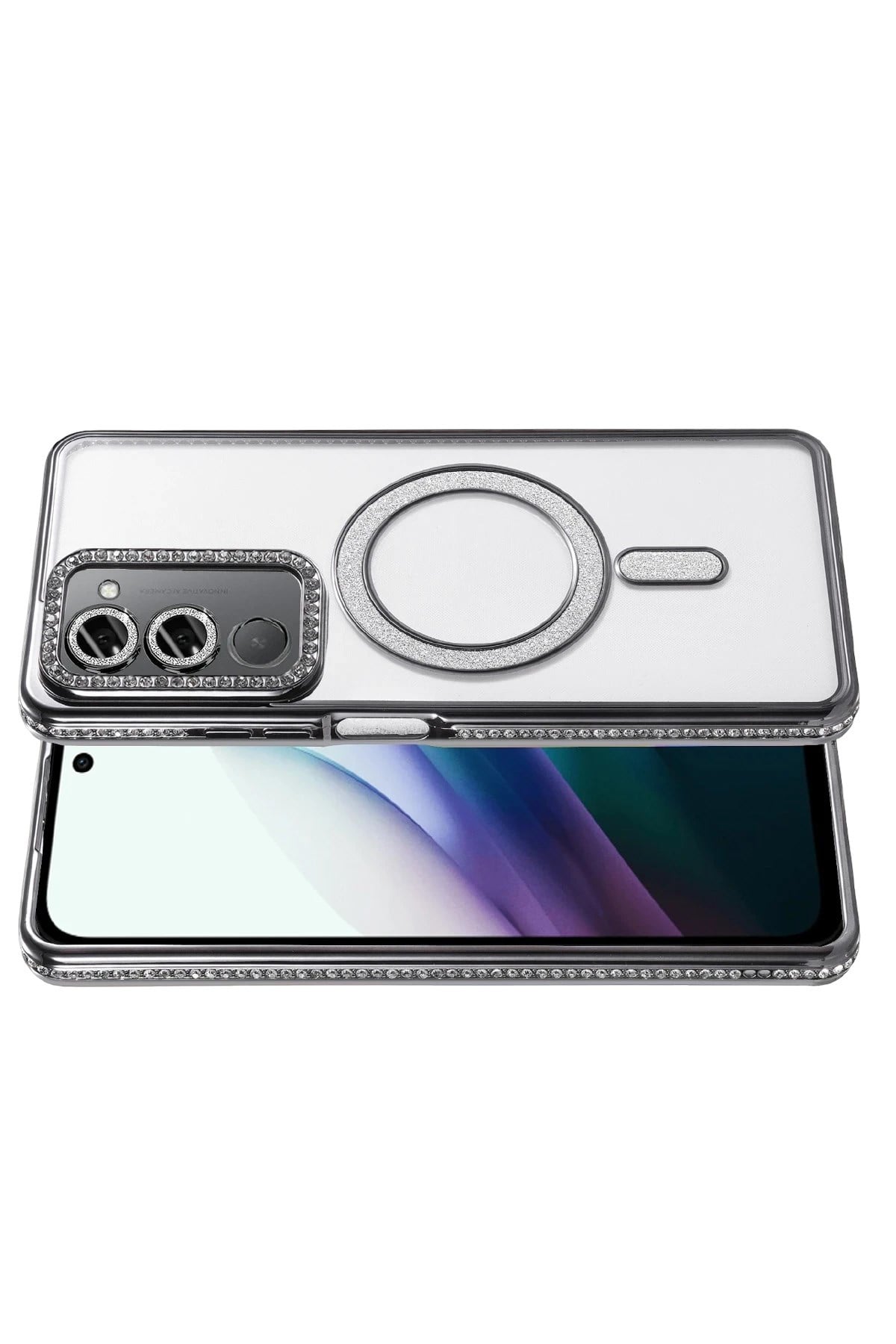 Mey İthalat®   Redmi 15 4G Joke Simli Magneticsafe Kılıf - Siyah