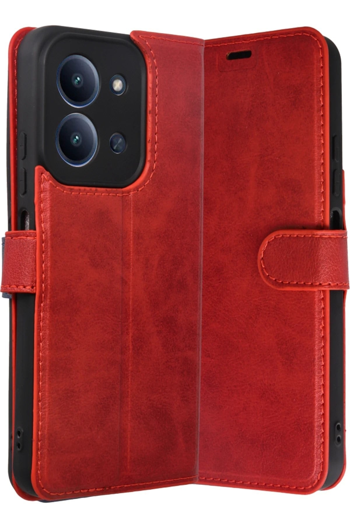 Mey İthalat®   Redmi 15C 4G Trend S Plus Kapaklı Kılıf - Kırmızı