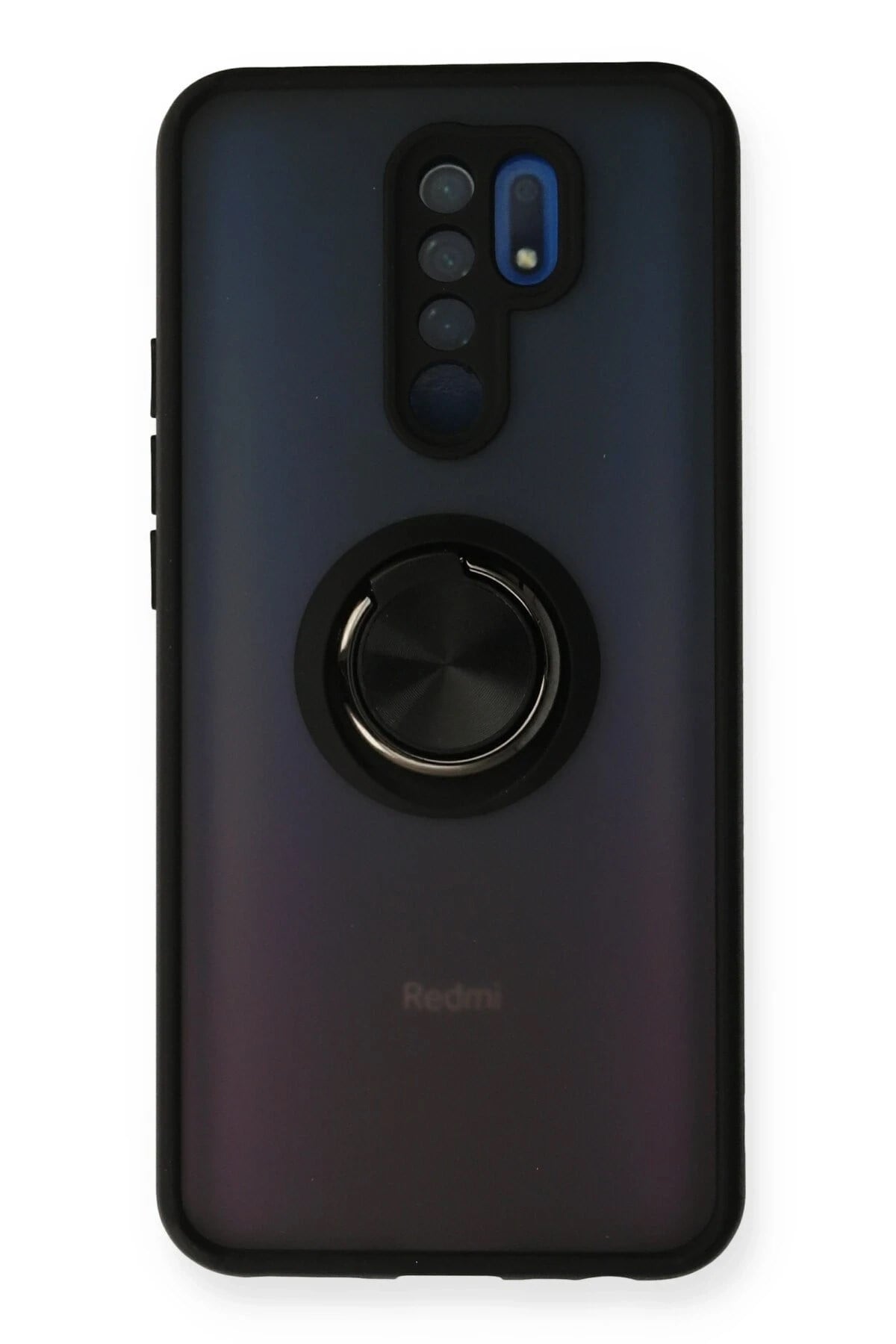 Mey İthalat®   Redmi 9 Kılıf Montreal Yüzüklü Silikon Kapak - Siyah