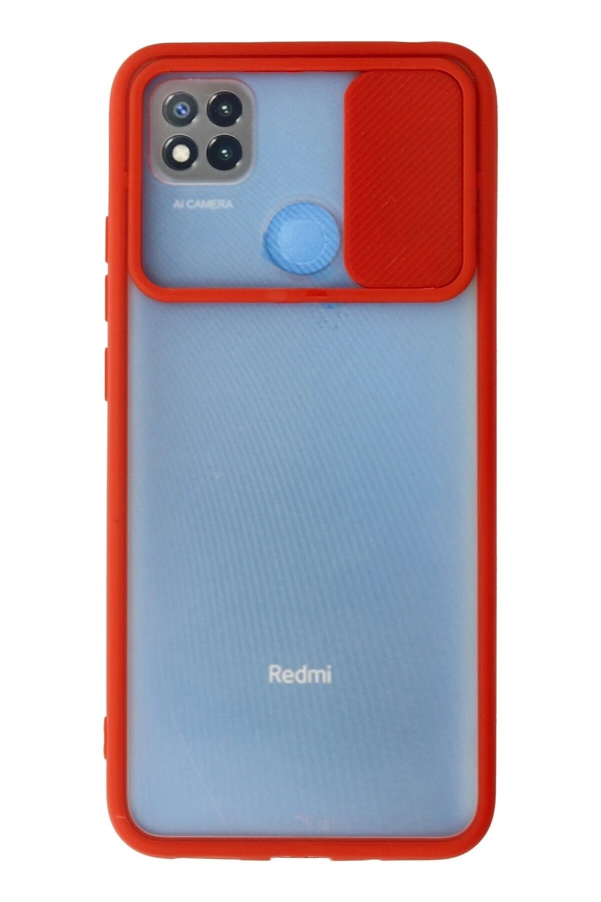 Mey İthalat®   Redmi 9C Kılıf Palm Buzlu Kamera Sürgülü Silikon - Kırmızı