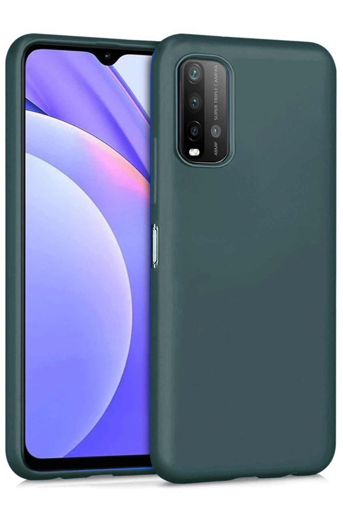 Mey İthalat®   Redmi 9T Kılıf Nano içi Kadife Silikon - Koyu Yeşil