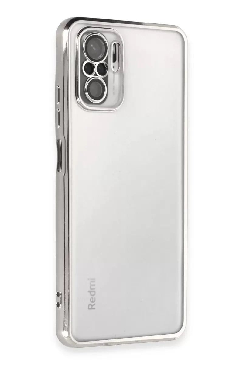 Mey İthalat®   Redmi Note 10 Kılıf  Lensli Silikon - Gümüş
