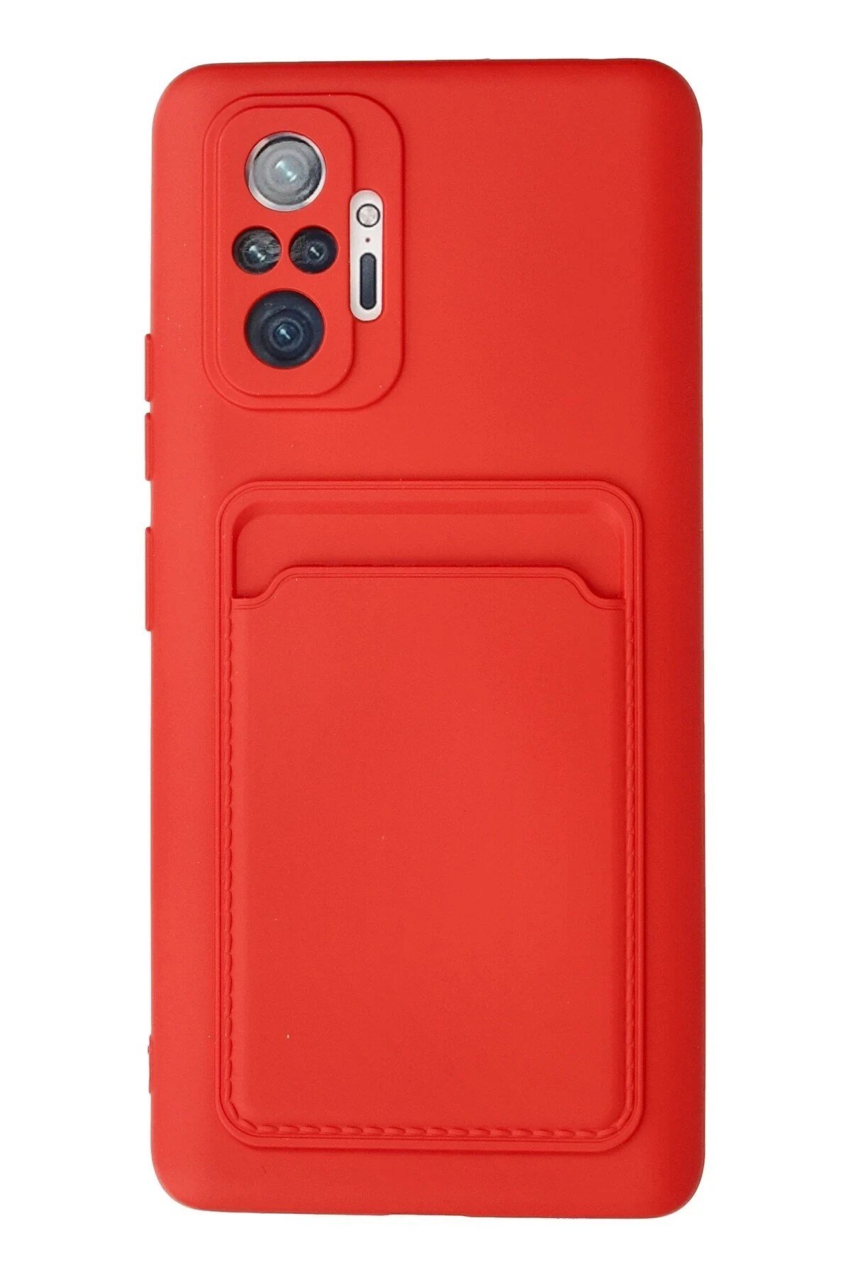 Mey İthalat®   Redmi Note 10 Pro Kılıf Kelvin Kartvizitli Silikon - Kırmızı