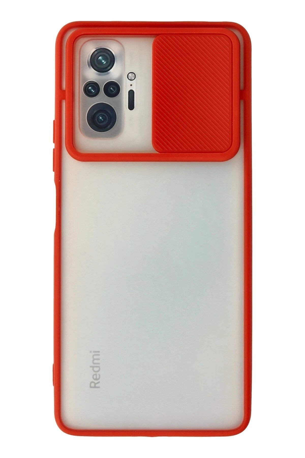 Mey İthalat®   Redmi Note 10 Pro Kılıf Palm Buzlu Kamera Sürgülü Silikon - Kırmızı