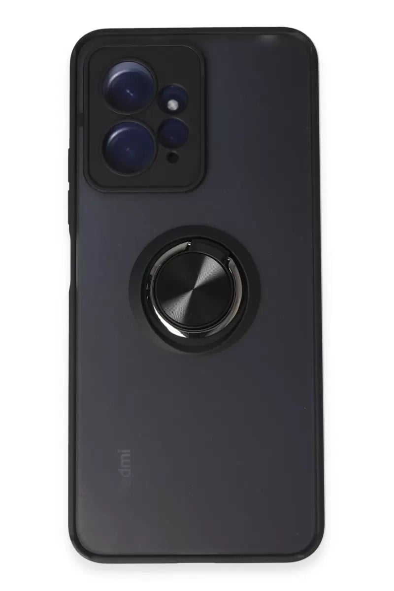 Mey İthalat®   Redmi Note 12 4G Kılıf Montreal Yüzüklü Silikon Kapak - Siyah