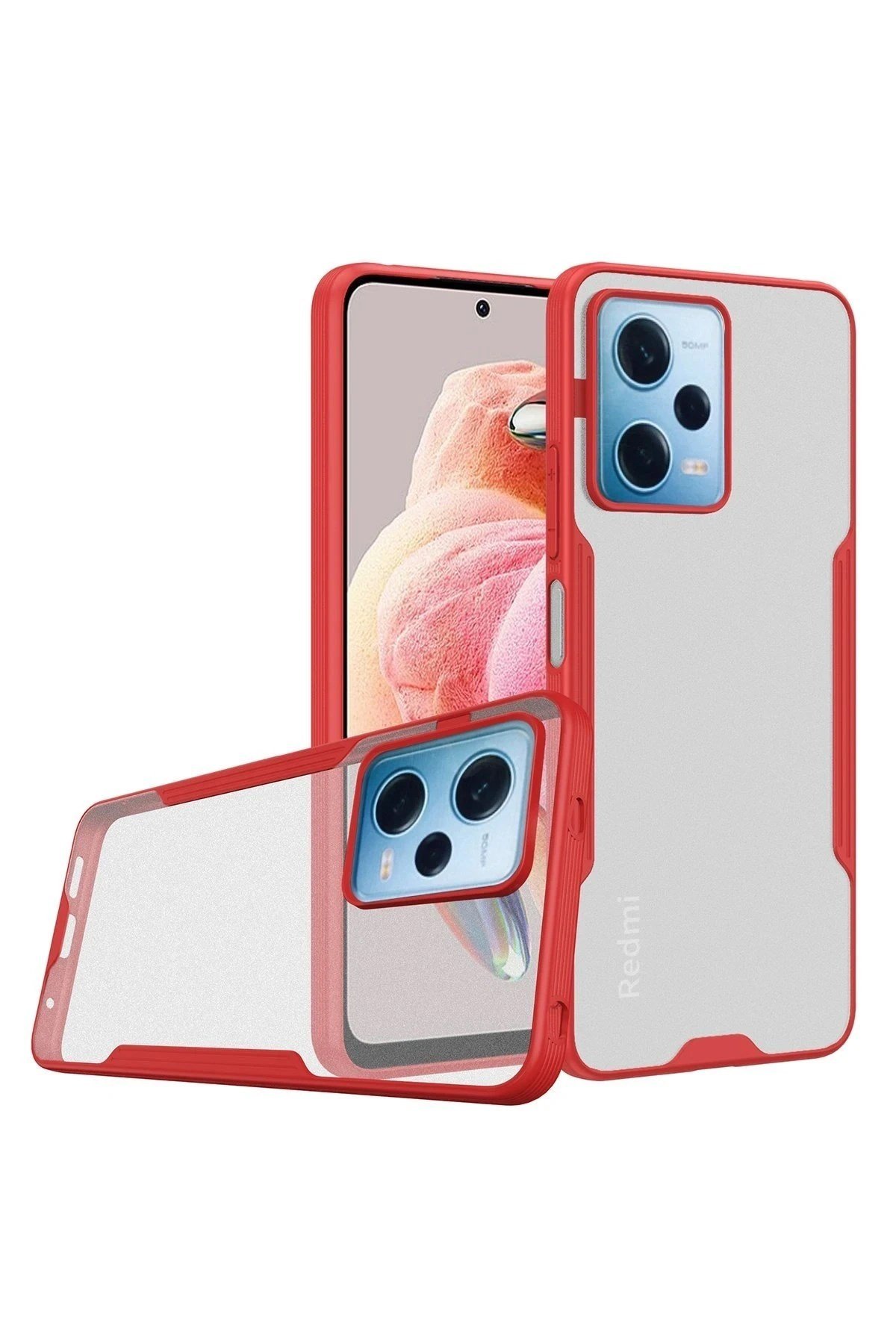 Mey İthalat®   Redmi Note 12 5G Kılıf Platin Silikon - Kırmızı