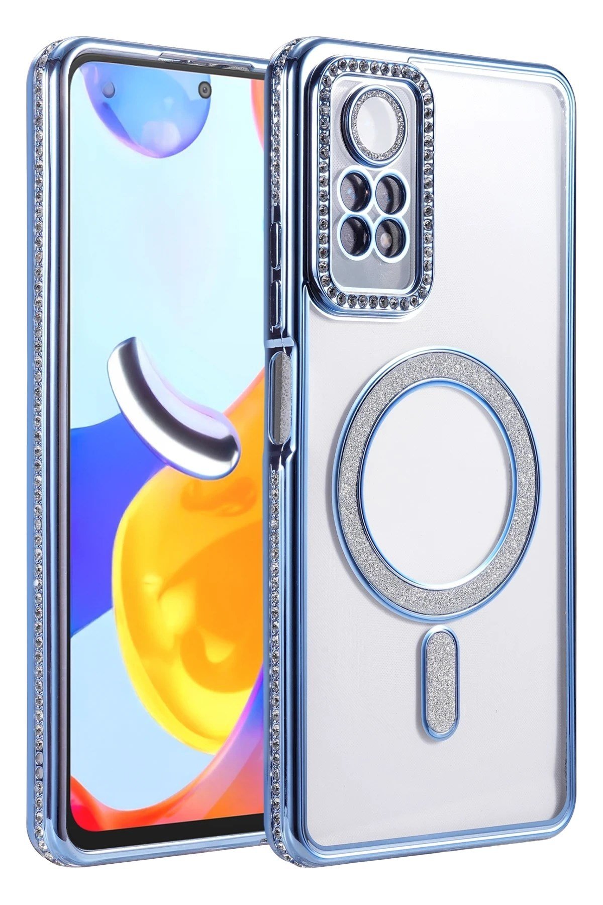 Mey İthalat®   Redmi Note 12 Pro 4G Joke Simli Magneticsafe Kılıf - Mavi