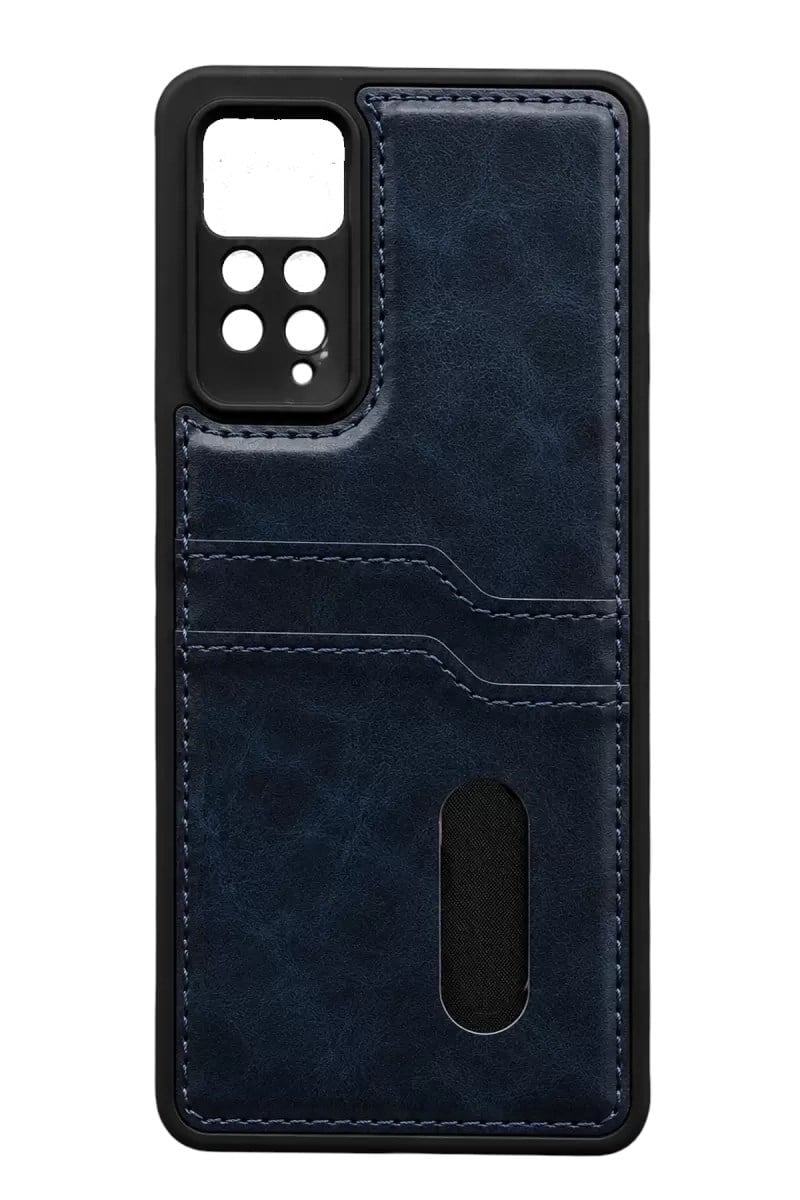 Mey İthalat®   Redmi Note 12 Pro 4G Kılıf Sara Kartvizitli Deri Kılıf - Lacivert