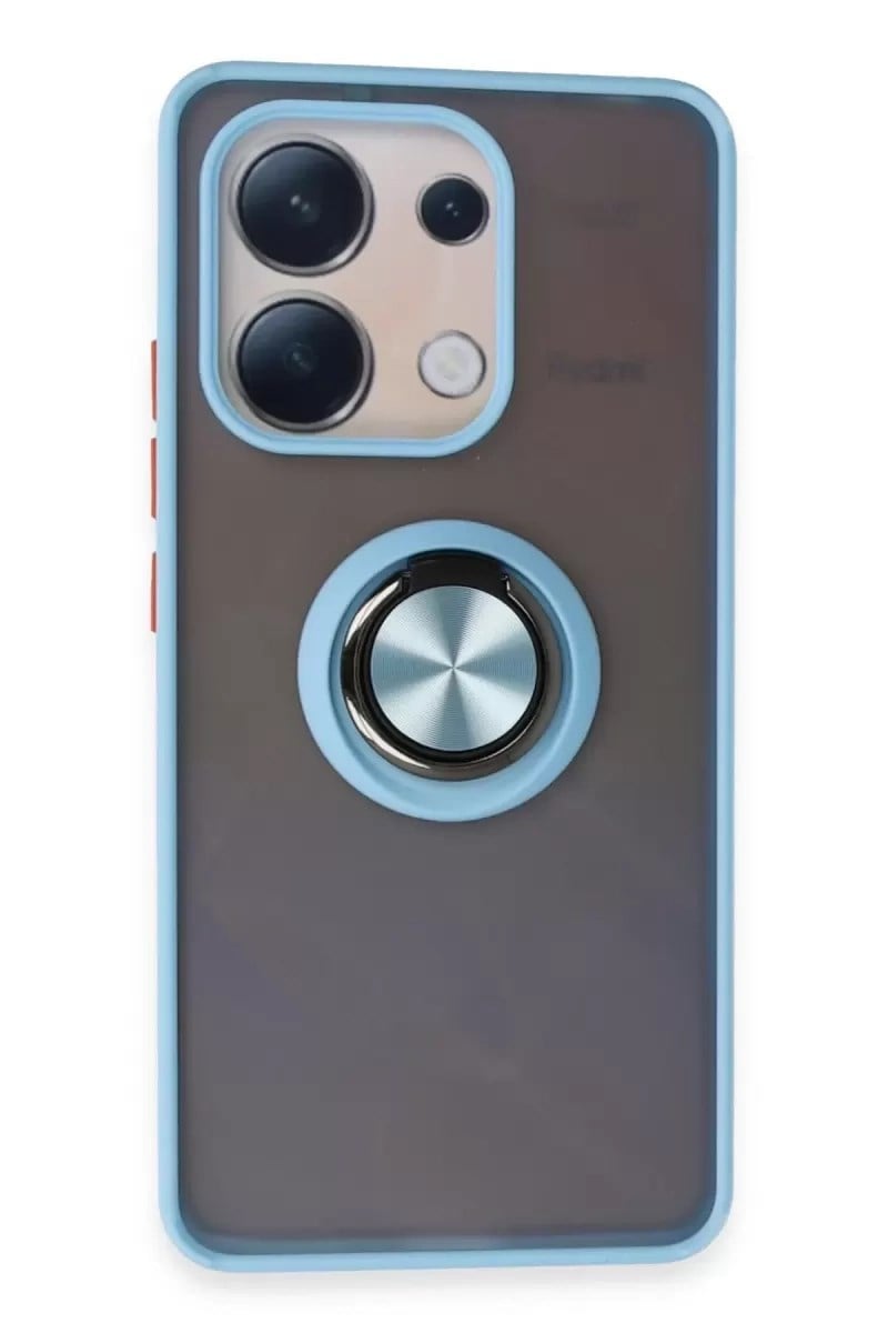 Mey İthalat®   Redmi Note 13 4G Kılıf Montreal Yüzüklü Silikon Kapak - Buz Mavi