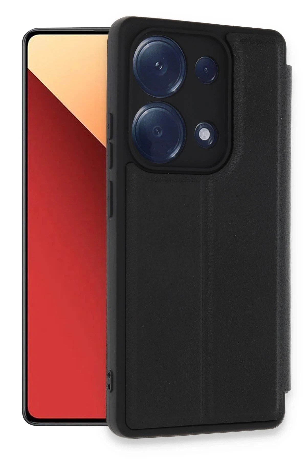 Mey İthalat®   Redmi Note 13 Pro 4G Kılıf Flip Cover - Siyah