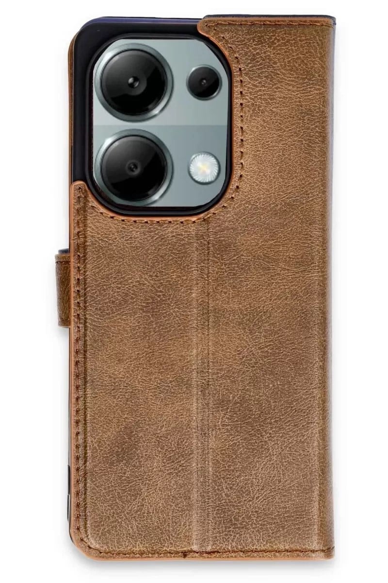 Mey İthalat®   Redmi Note 13 Pro 4G Kılıf Trend S Plus Kapaklı Kılıf - Taba