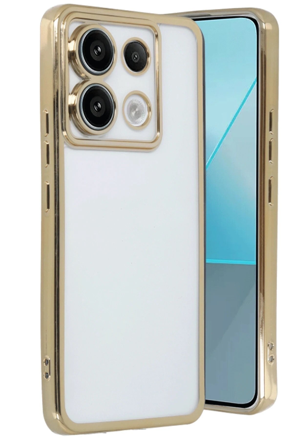 Mey İthalat®   Redmi Note 13 Pro 4G Kılıf  Lensli Silikon - Gold