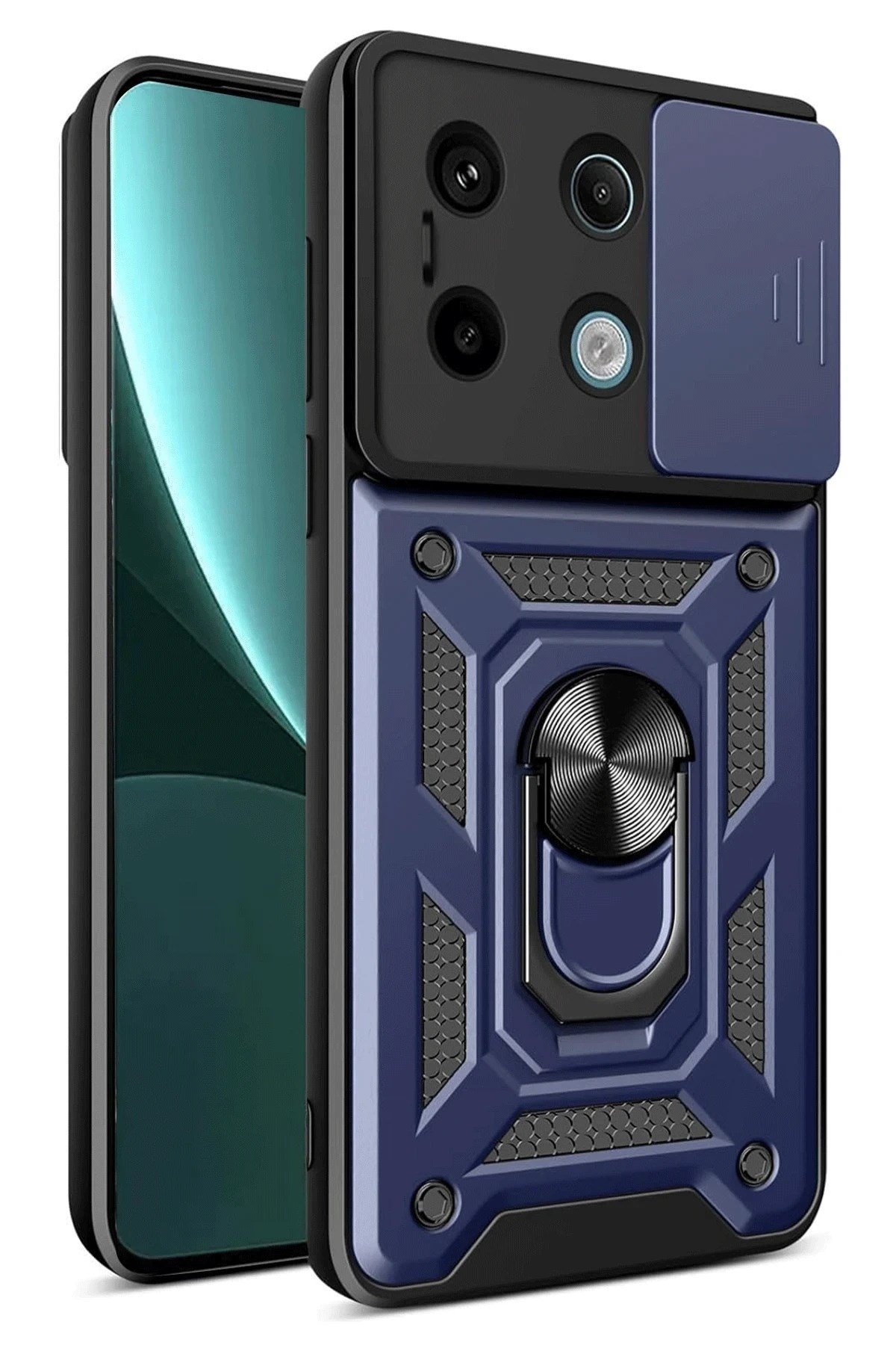 Mey İthalat®   Redmi Note 13 Pro 4G Pars Lens Yüzüklü Silikon - Lacivert