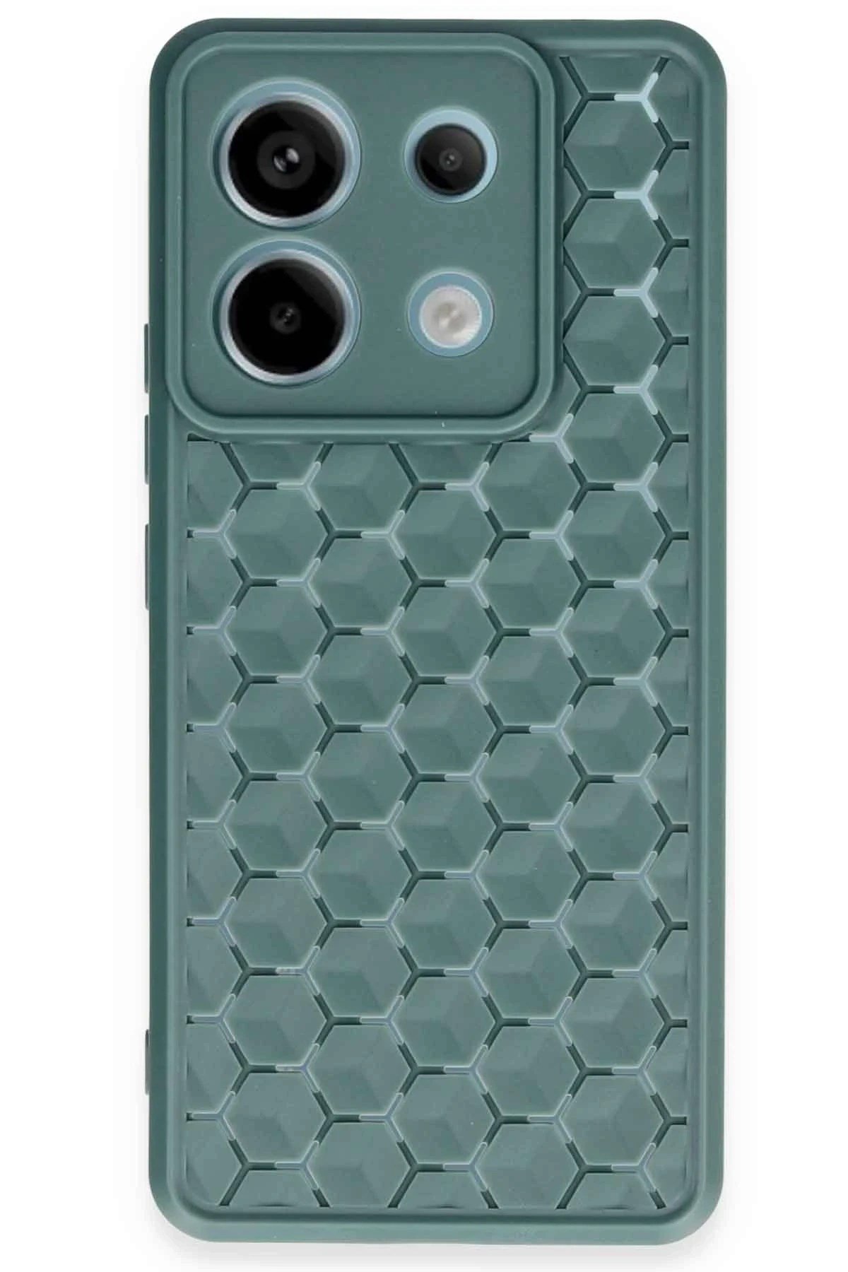 Mey İthalat®   Redmi Note 13 Pro 5G Kılıf Petek Silikon Kapak - Koyu Yeşil