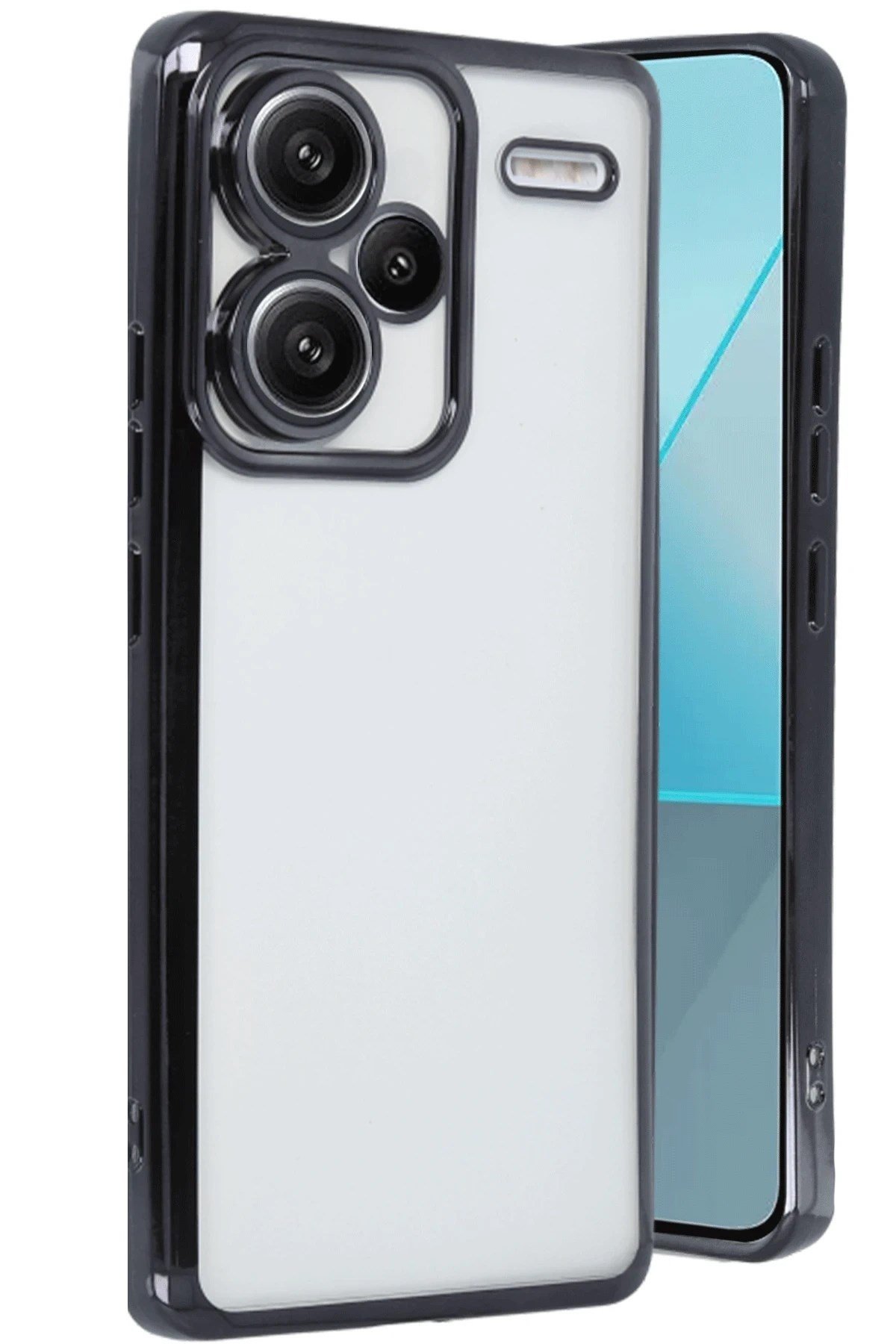 Mey İthalat®   Redmi Note 13 Pro Plus Kılıf  Lensli Silikon - Siyah