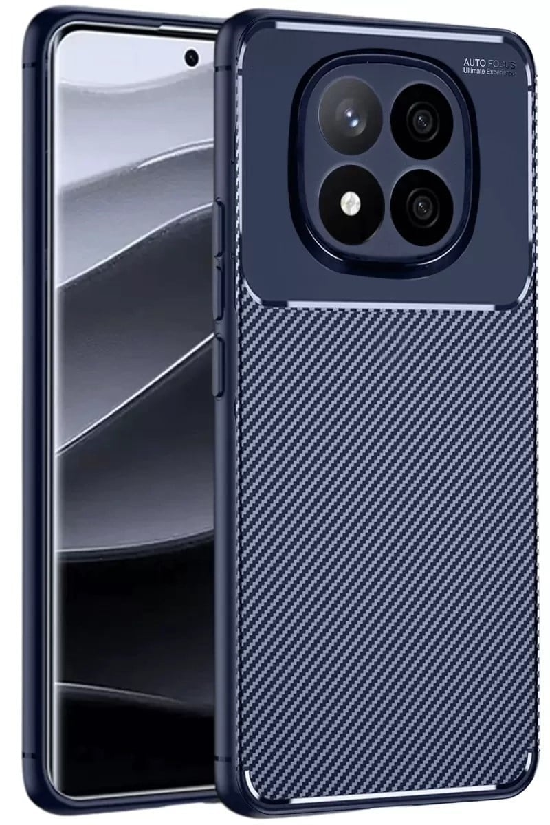 Mey İthalat®   Redmi Note 14 Pro 4G Kılıf Auto Focus Karbon Kapak - Lacivert