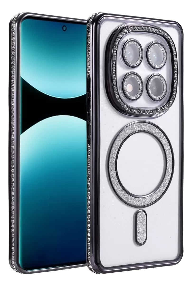 Mey İthalat®   Redmi Note 15 Pro 5G Joke Simli Magneticsafe Kılıf - Siyah
