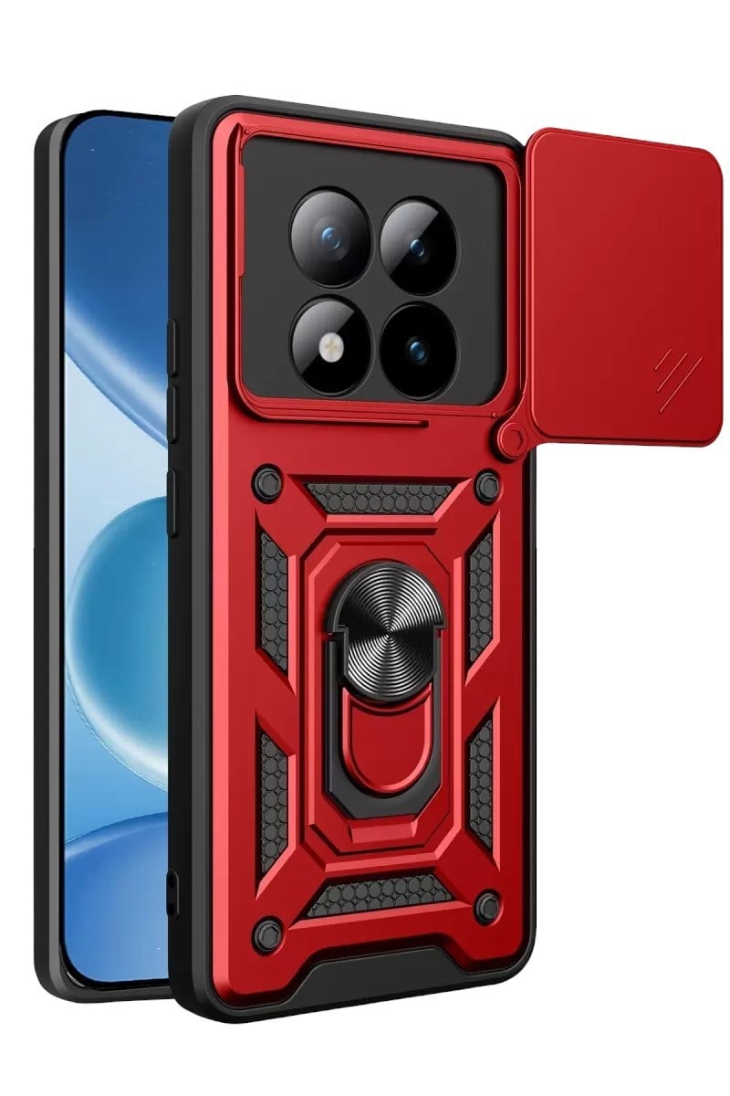 Mey İthalat®   Redmi Note 15 Pro 5G Pars Lens Yüzüklü Silikon - Kırmızı