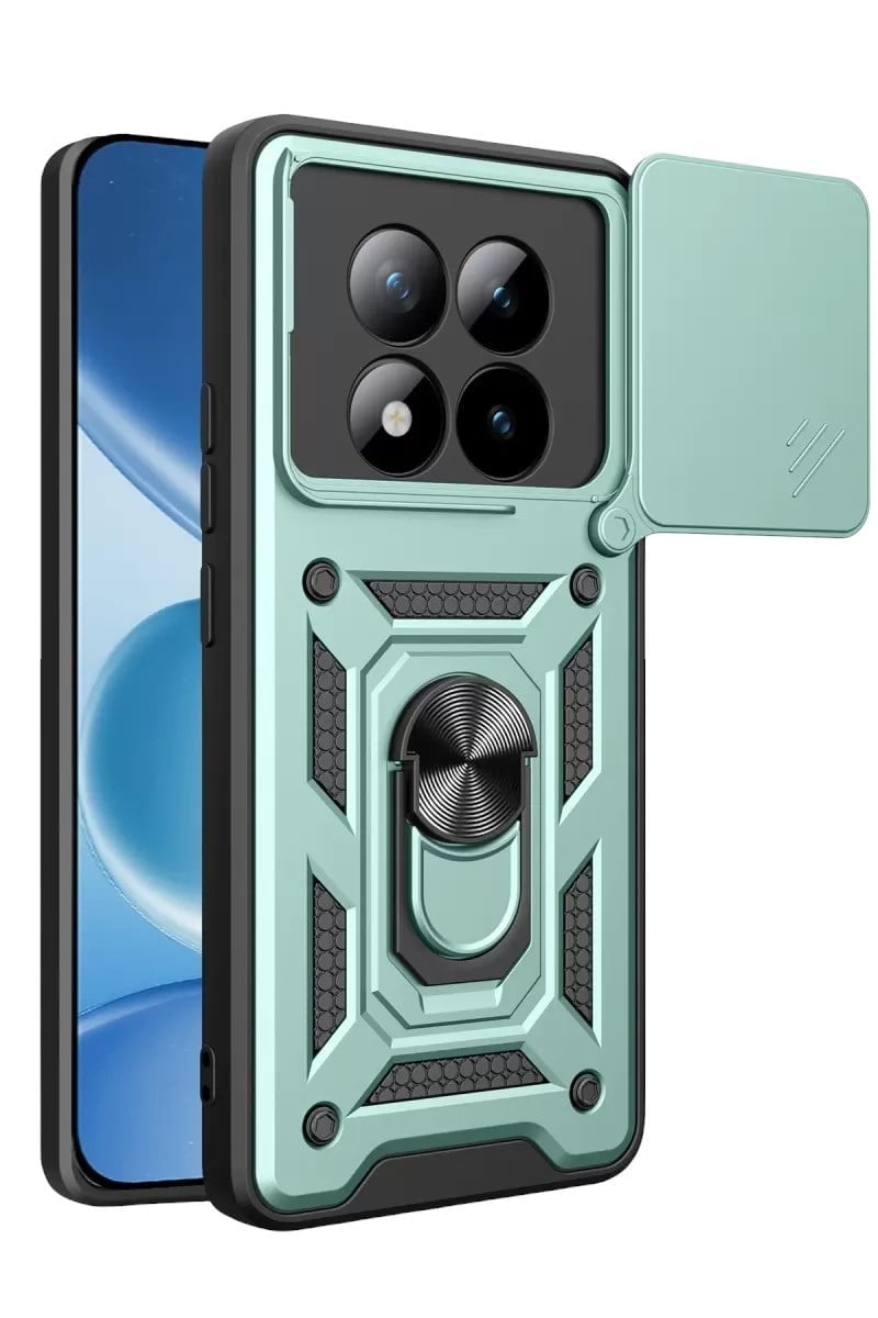 Mey İthalat®   Redmi Note 15 Pro 5G Pars Lens Yüzüklü Silikon - Yeşil