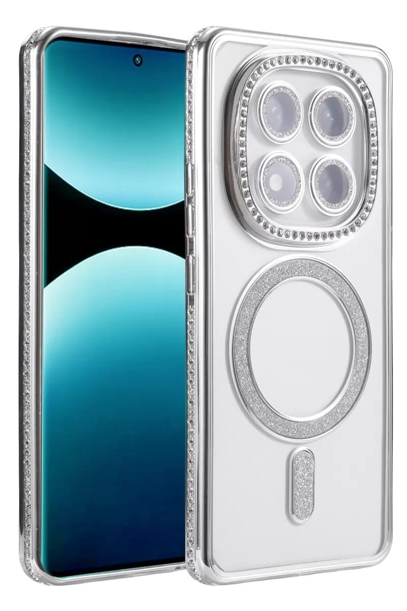 Mey İthalat®   Redmi Note 15 Pro Plus 5G Joke Simli Magneticsafe Kılıf - Gümüş