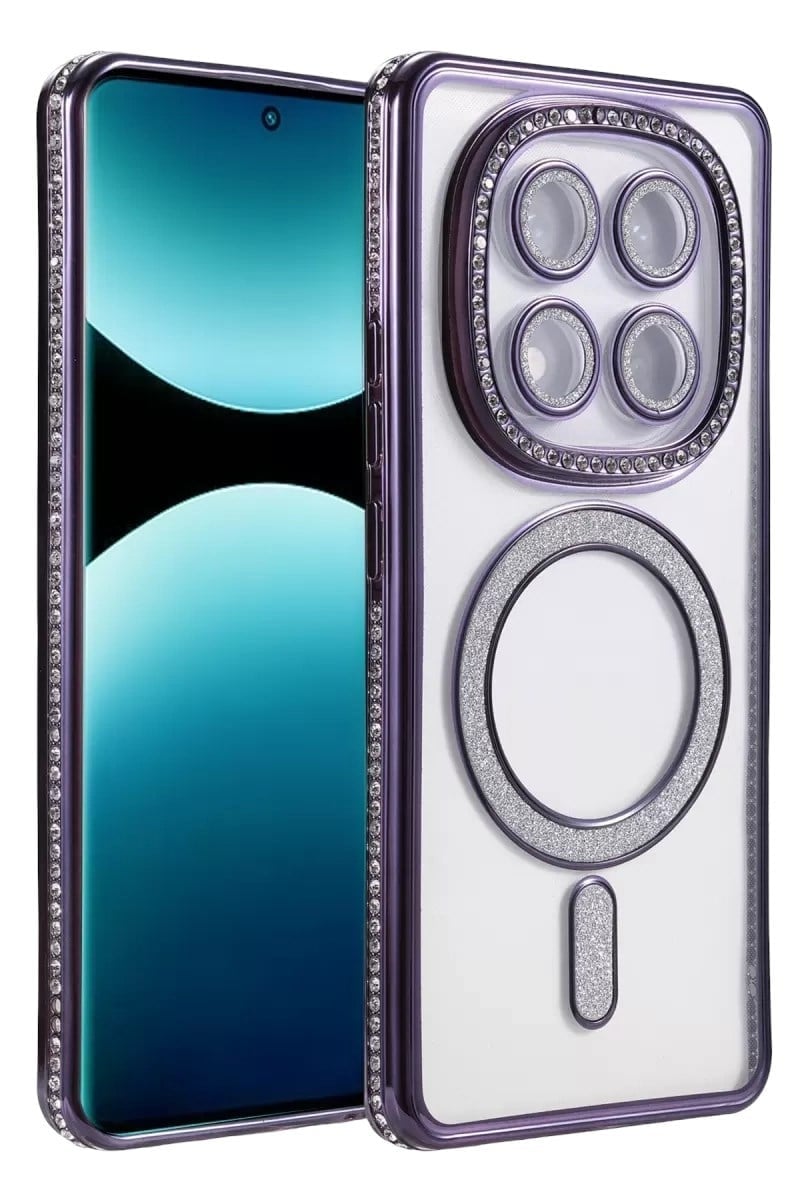 Mey İthalat®   Redmi Note 15 Pro Plus 5G Joke Simli Magneticsafe Kılıf - Derin Mor