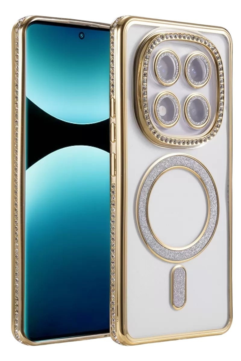 Mey İthalat®   Redmi Note 15 Pro Plus 5G Joke Simli Magneticsafe Kılıf - Gold