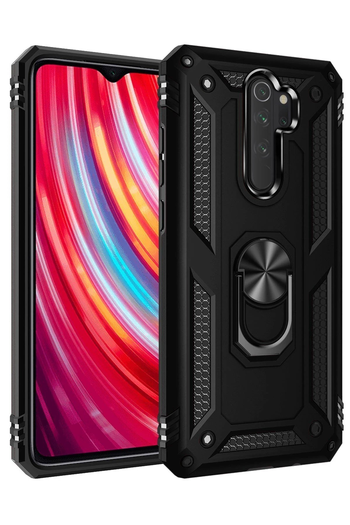 Mey İthalat®   Redmi Note 8 Pro Kılıf Sofya Yüzüklü Silikon Kapak - Siyah