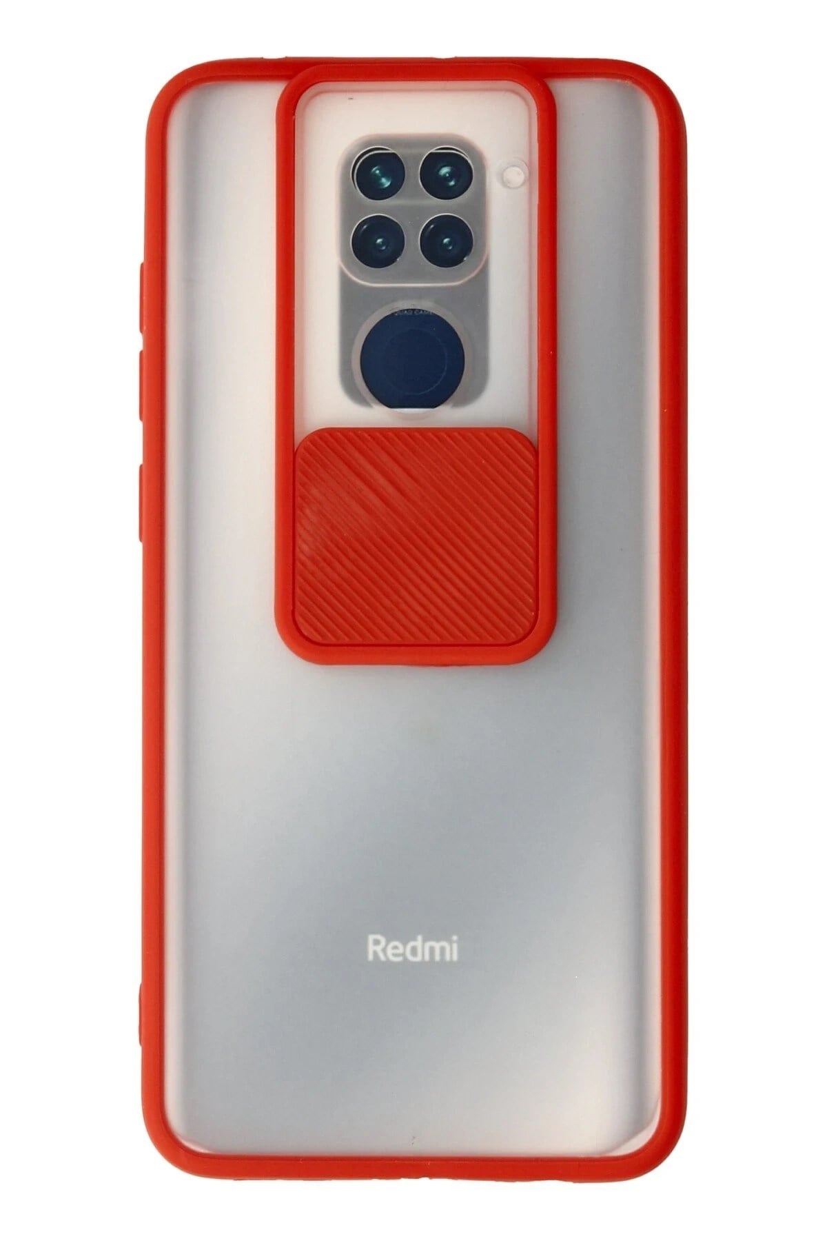 Mey İthalat®   Redmi Note 9 Kılıf Palm Buzlu Kamera Sürgülü Silikon - Kırmızı