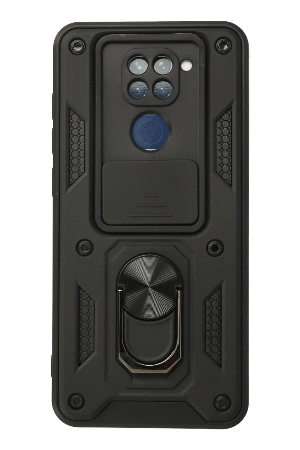 Mey İthalat®   Redmi Note 9 Kılıf Pars Lens Yüzüklü Silikon - Siyah