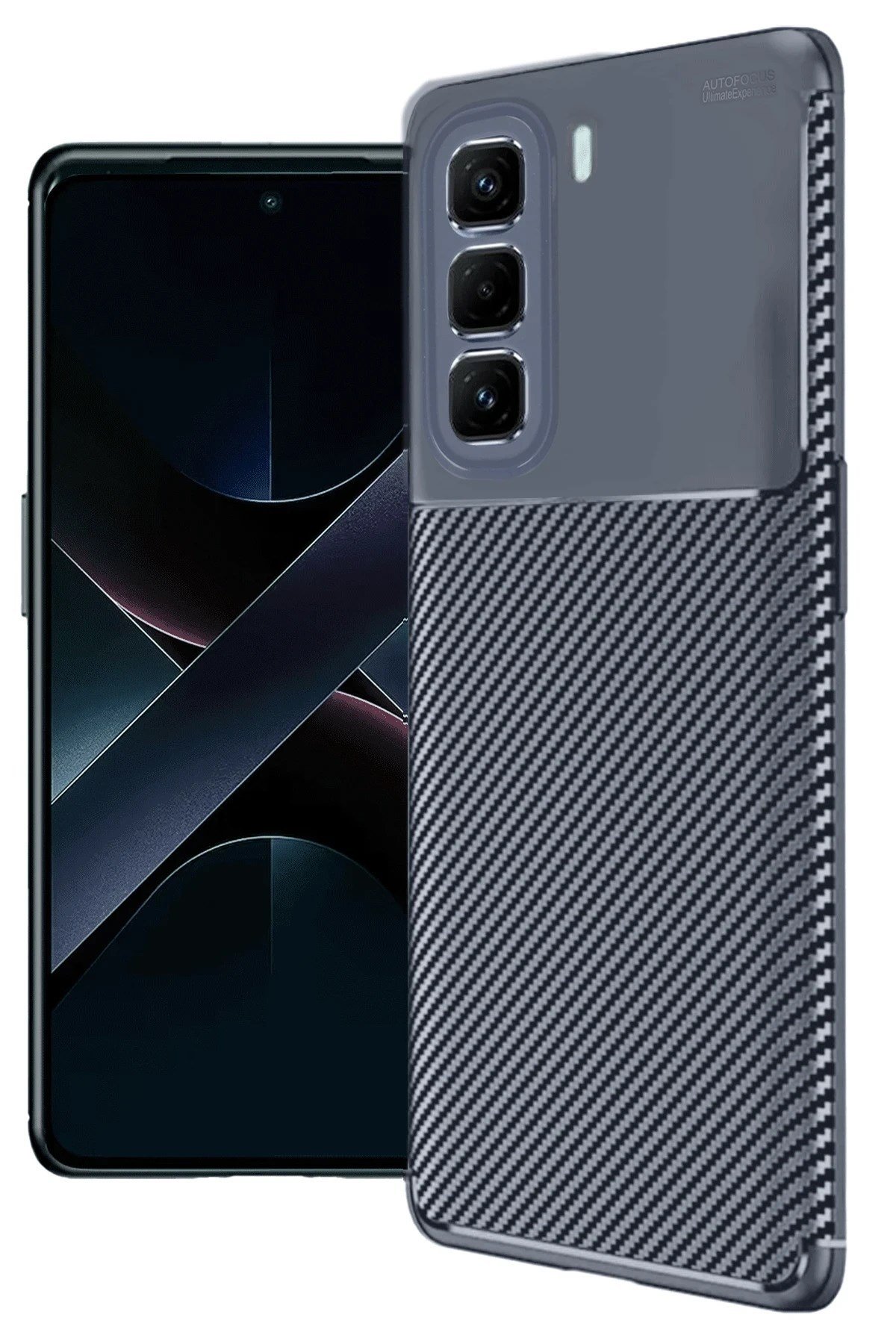 Mey İthalat®  İnfinix Hot 50 4G Kılıf Auto Focus Karbon Kapak - Lacivert