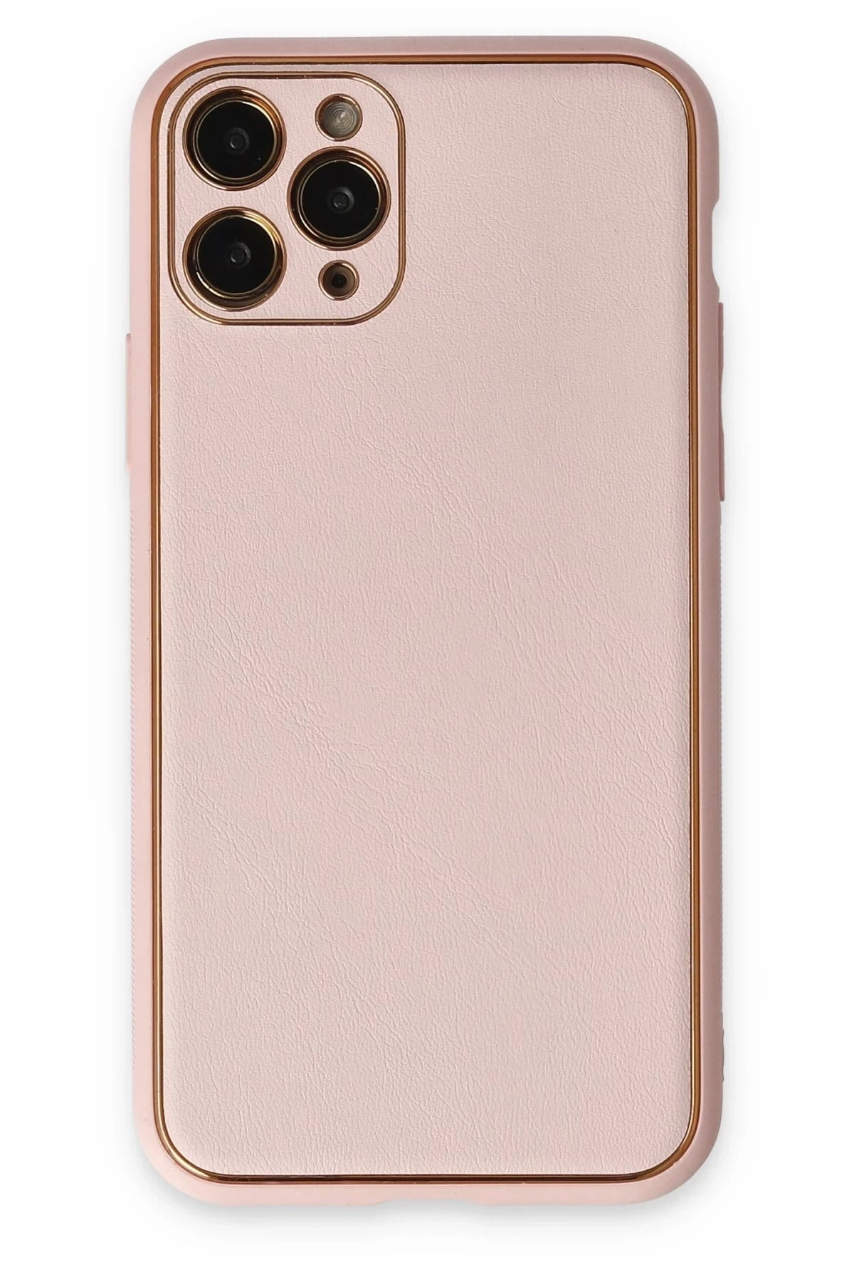 Mey İthalat®  iPhone 11 Pro Kılıf Coco Deri Silikon Kapak - Pudra