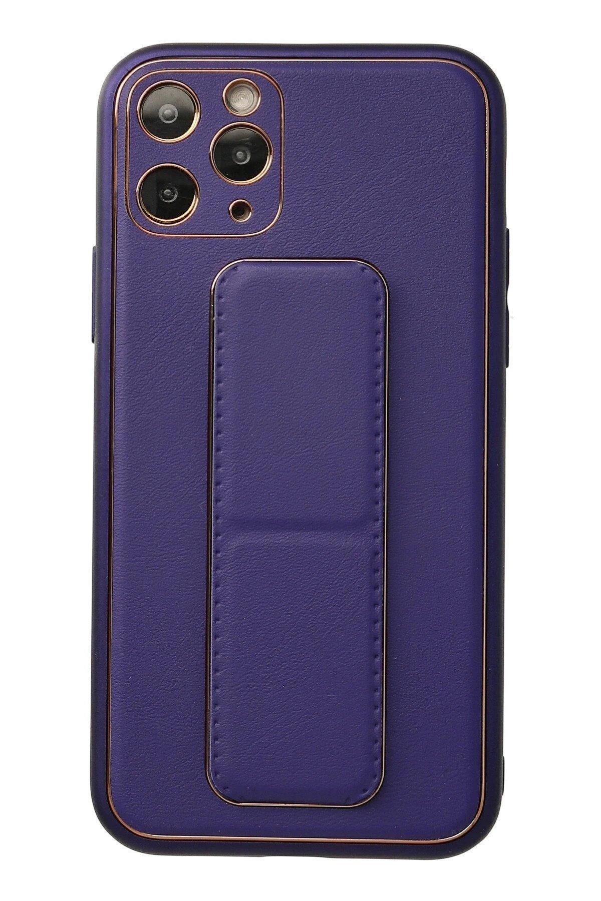 Mey İthalat®  iPhone 11 Pro Kılıf Coco Deri Standlı Kapak - Mor