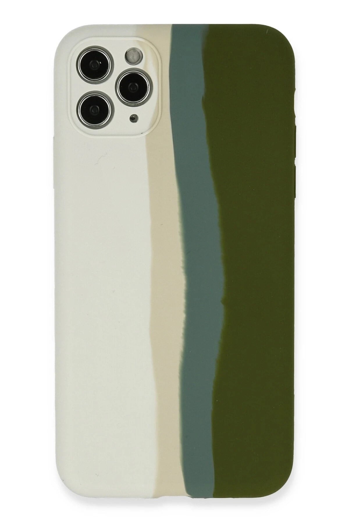 Mey İthalat®  iPhone 11 Pro Kılıf Ebruli Lansman Silikon - Beyaz-Yeşil