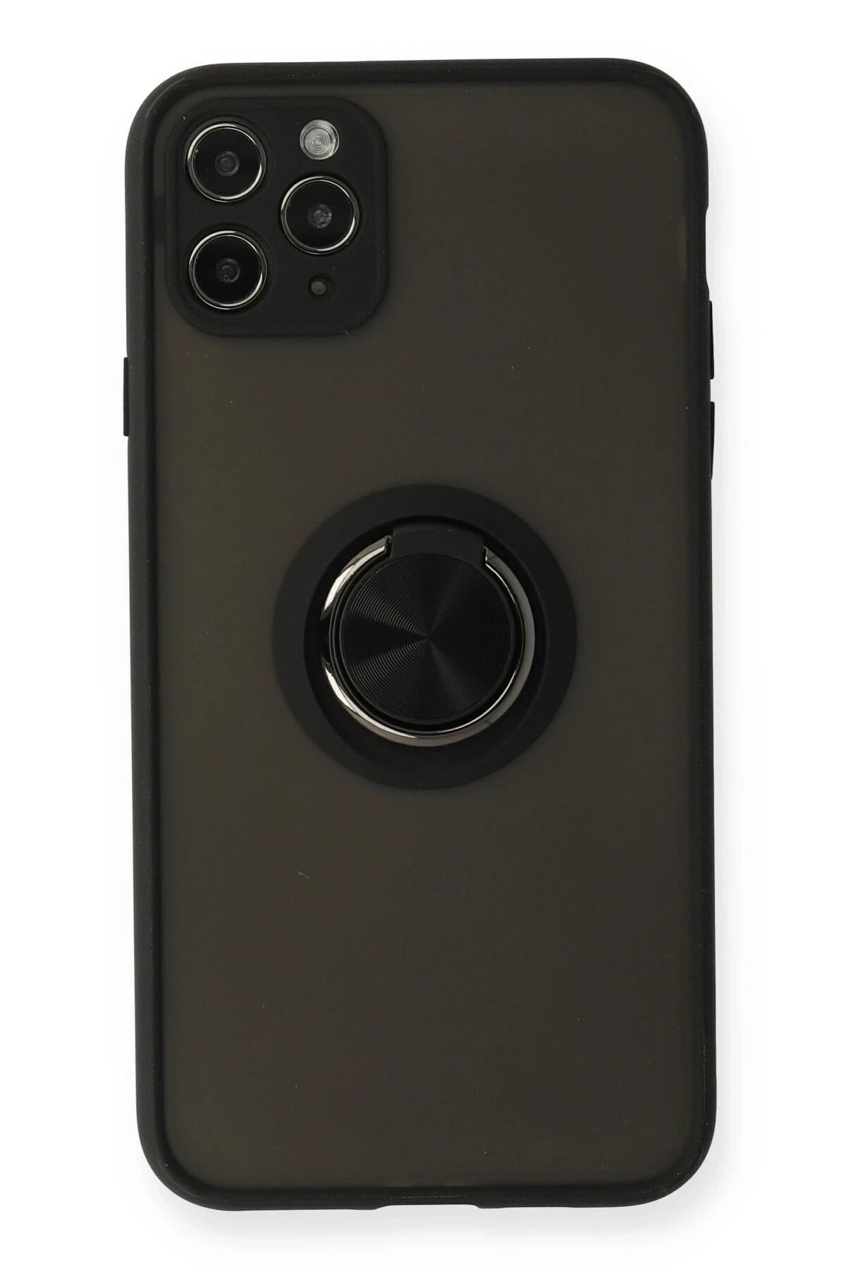 Mey İthalat®  iPhone 11 Pro Kılıf Montreal Yüzüklü Silikon Kapak - Siyah