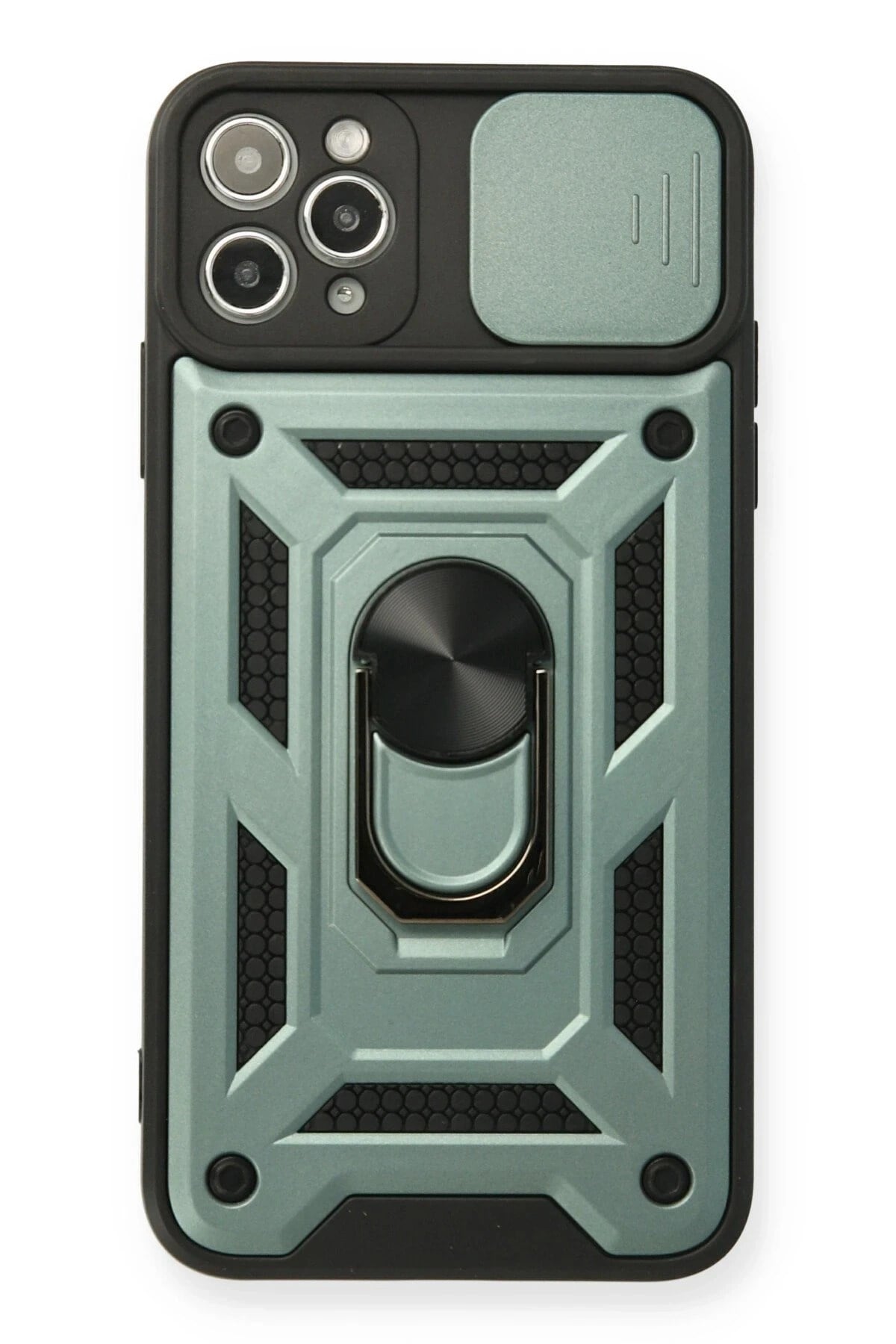 Mey İthalat®  iPhone 11 Pro Kılıf Pars Lens Yüzüklü Silikon - Yeşil